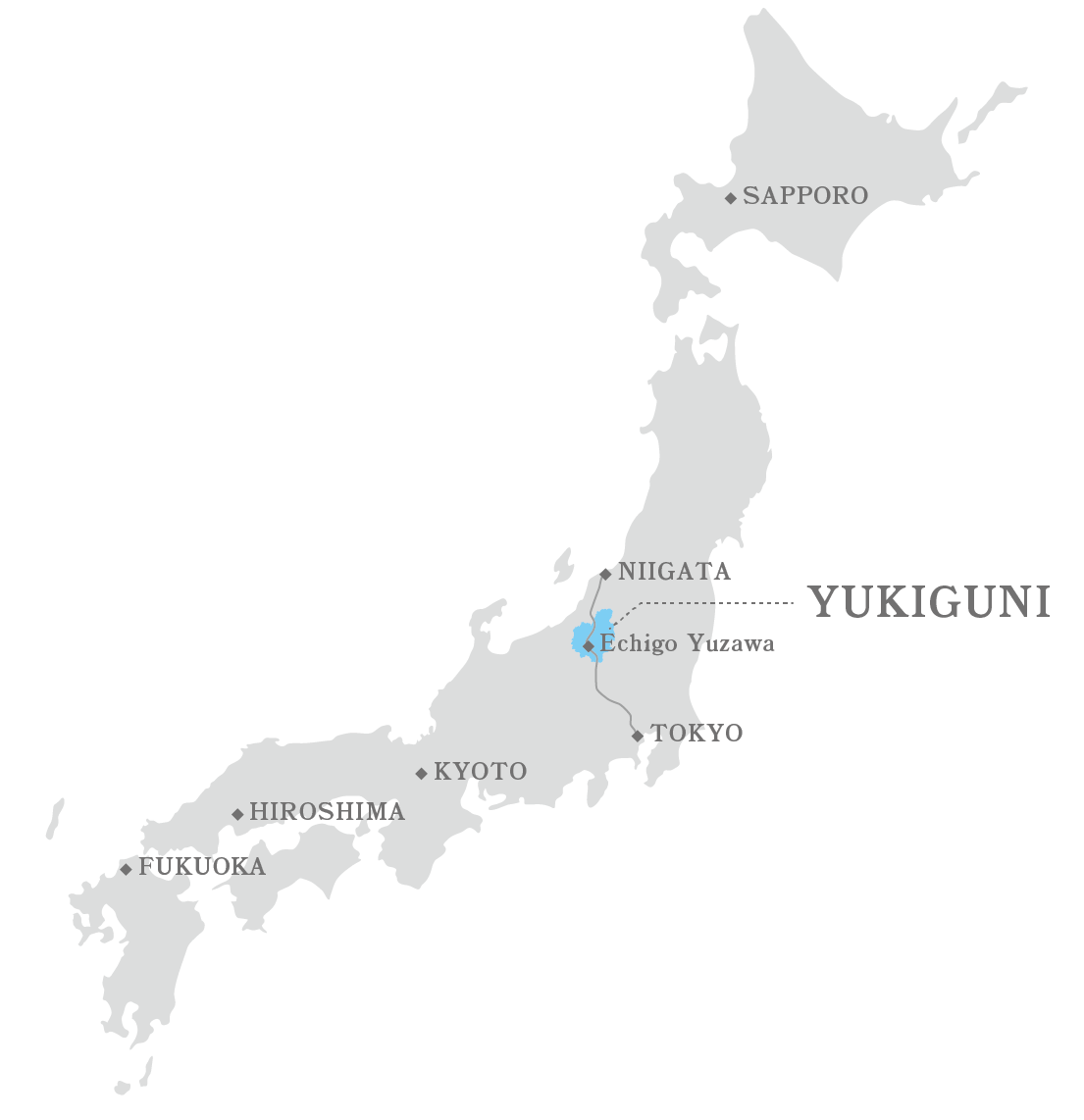 Access map from Tokyo to YUKIGUNI